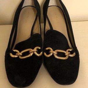 Ann Taylor | Black & Gold Chain Chunky Heel | 7.5
